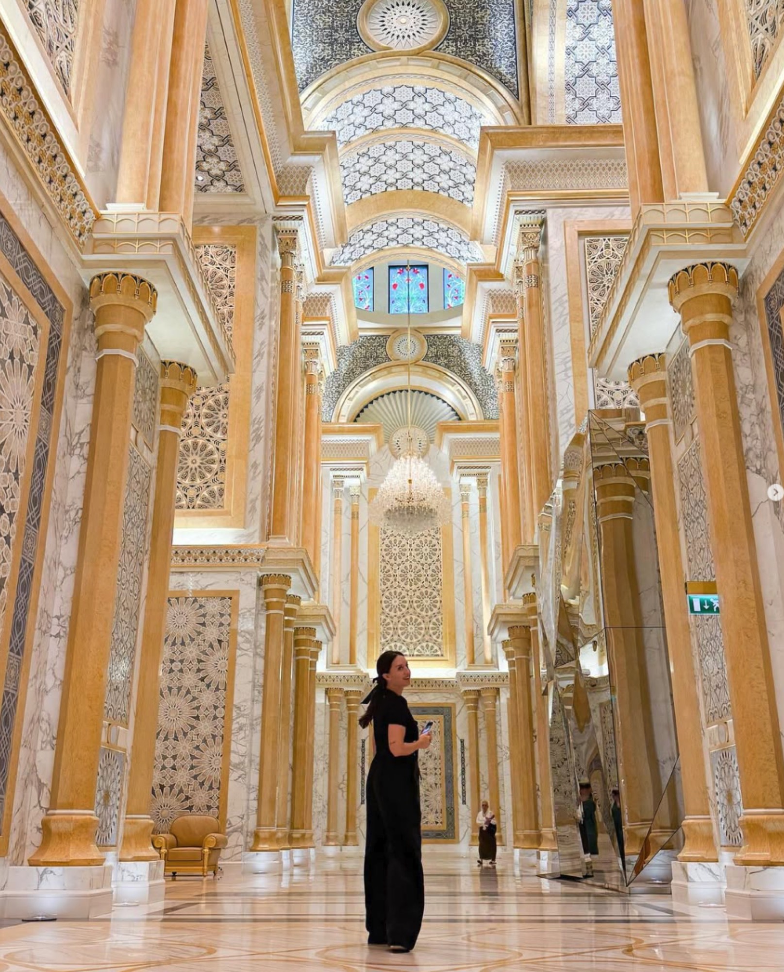 Interior of an ornate building in the Middle East.